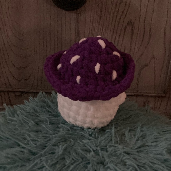 Handmade crochet Cute White Plush with Purple Hat - Picture 4 of 16